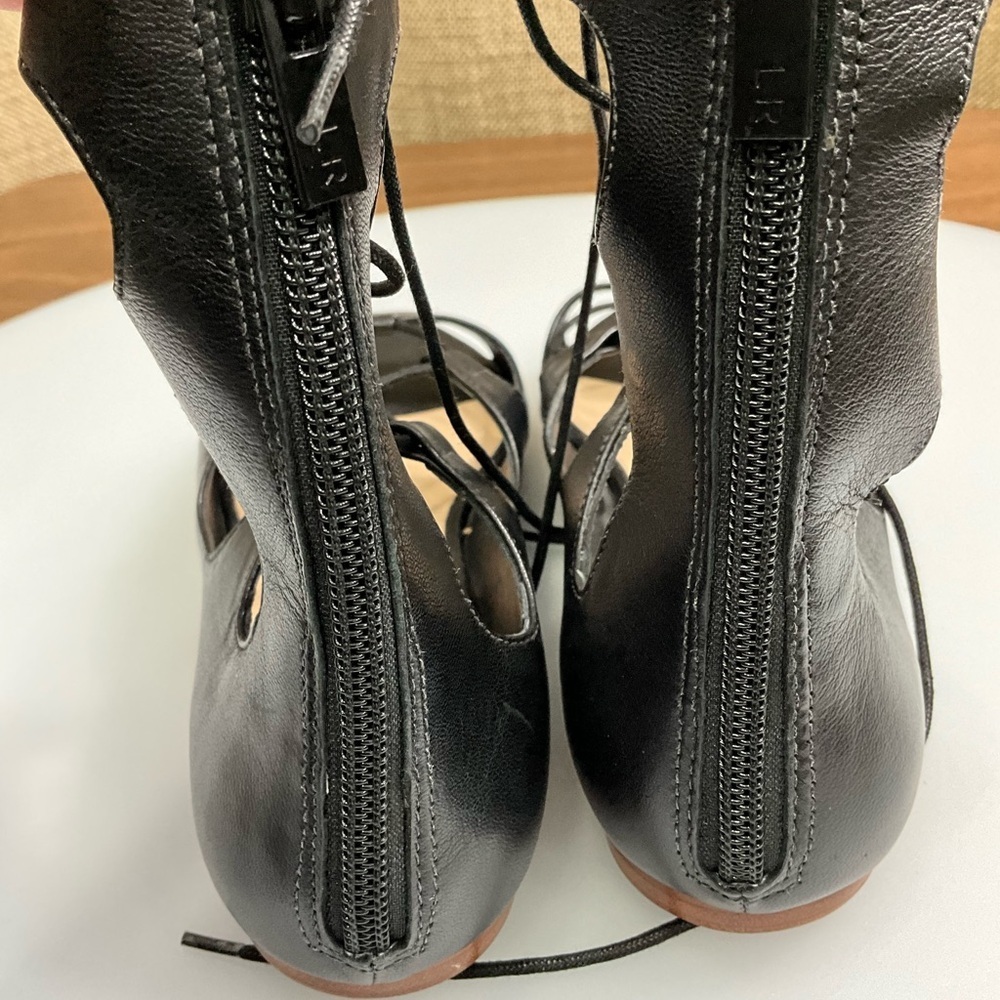 Loeffler Randall Black Leather Lace-Up Gladiator Sandals Women’s 7.5 - Picture 4 of 7